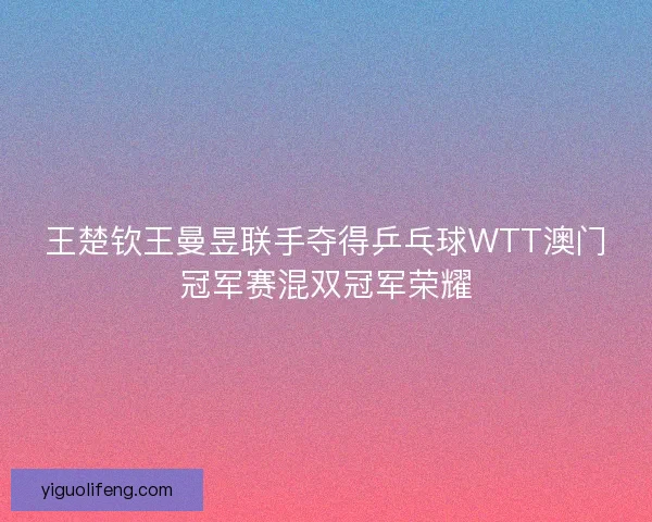 王楚钦王曼昱联手夺得乒乓球WTT澳门冠军赛混双冠军荣耀