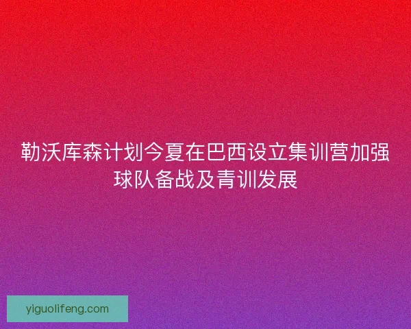 勒沃库森计划今夏在巴西设立集训营加强球队备战及青训发展